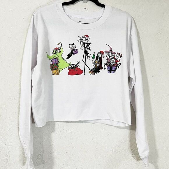 Disney Tops - Disney The Nightmare Before Christmas Cropped Sweatshirt NWOT Size XL
